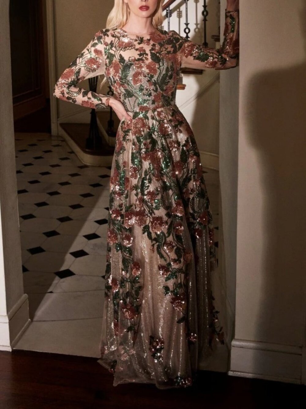 NWT Andrea and Leo A0926 Floral Sequin Mother of the Bride Dress Copper size 8